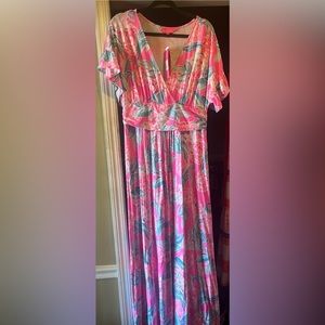 NWT Lilly Pulitzer Jessi maxi  in Prosecco Pin Pinking Positive XL
